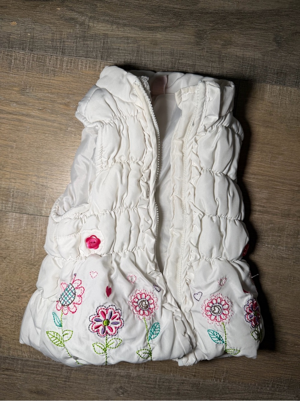 White Quilted Baby Vest with Floral Embroidery - 18m